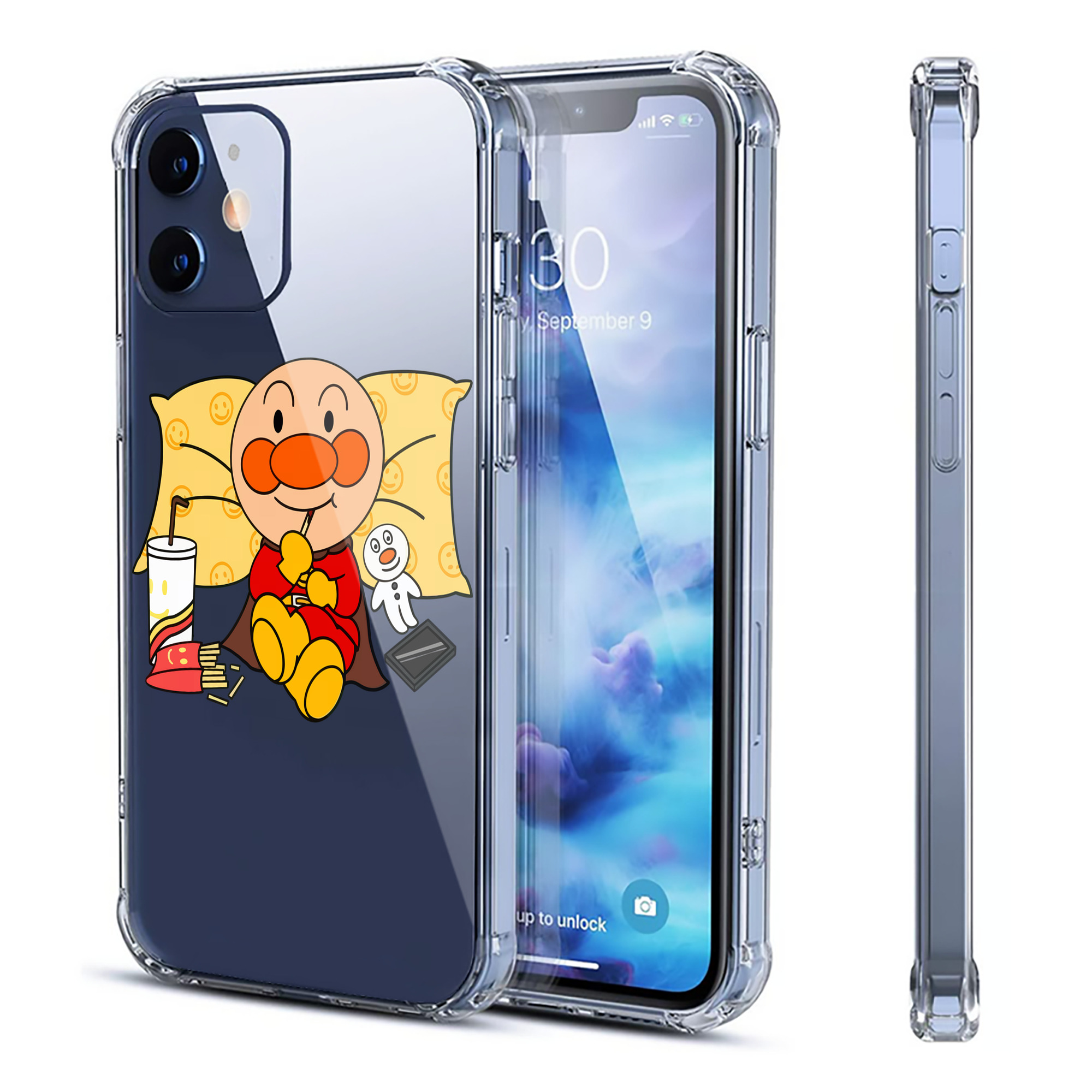 （画像用） アンパンマン Anpanman 【iPhone 12シリーズ対応】透明スマホケース（クリアソフトケース）